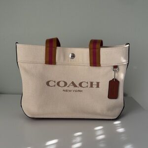 Coach Cream and Brown Tote Bag